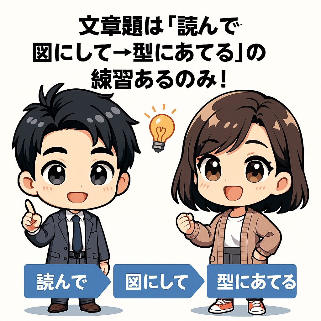文章題は「読んで→図にして→型にあてる」の練習あるのみ!